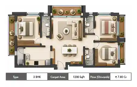 3 BHK 1200 SqFt